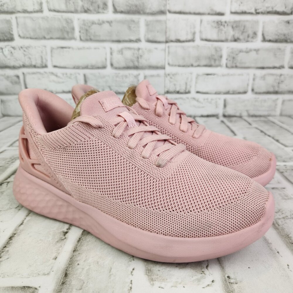 Kizik Athens Women's Size 8 Wide Pink Lace Up Hands Free Slip Knit Sneaker Shoes